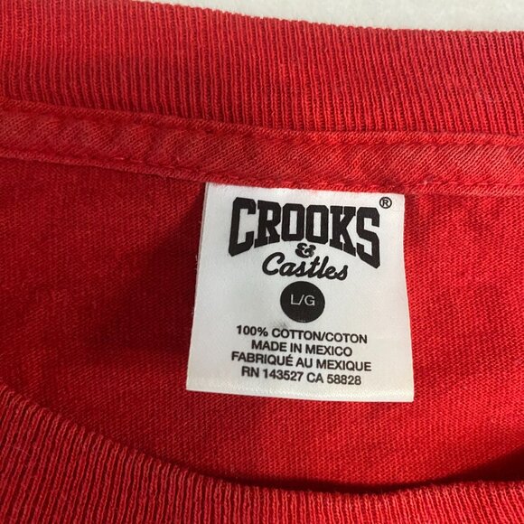 Crooks And Castles Red Long Sleeve Shirt Crewneck Size Large Graphic Logo - Picture 4 of 8